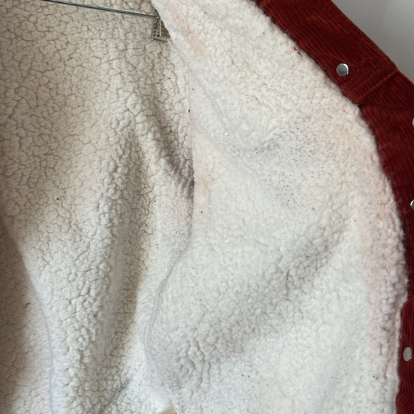 Sneak peek jacket rust corduroy Sherpa style lined coat size medium side pocket - Picture 5 of 14